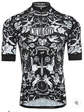 VELO TATTOO MEN'S CYCOLOGY CLASSIC CYCLING JERSEY Graphic Black & White